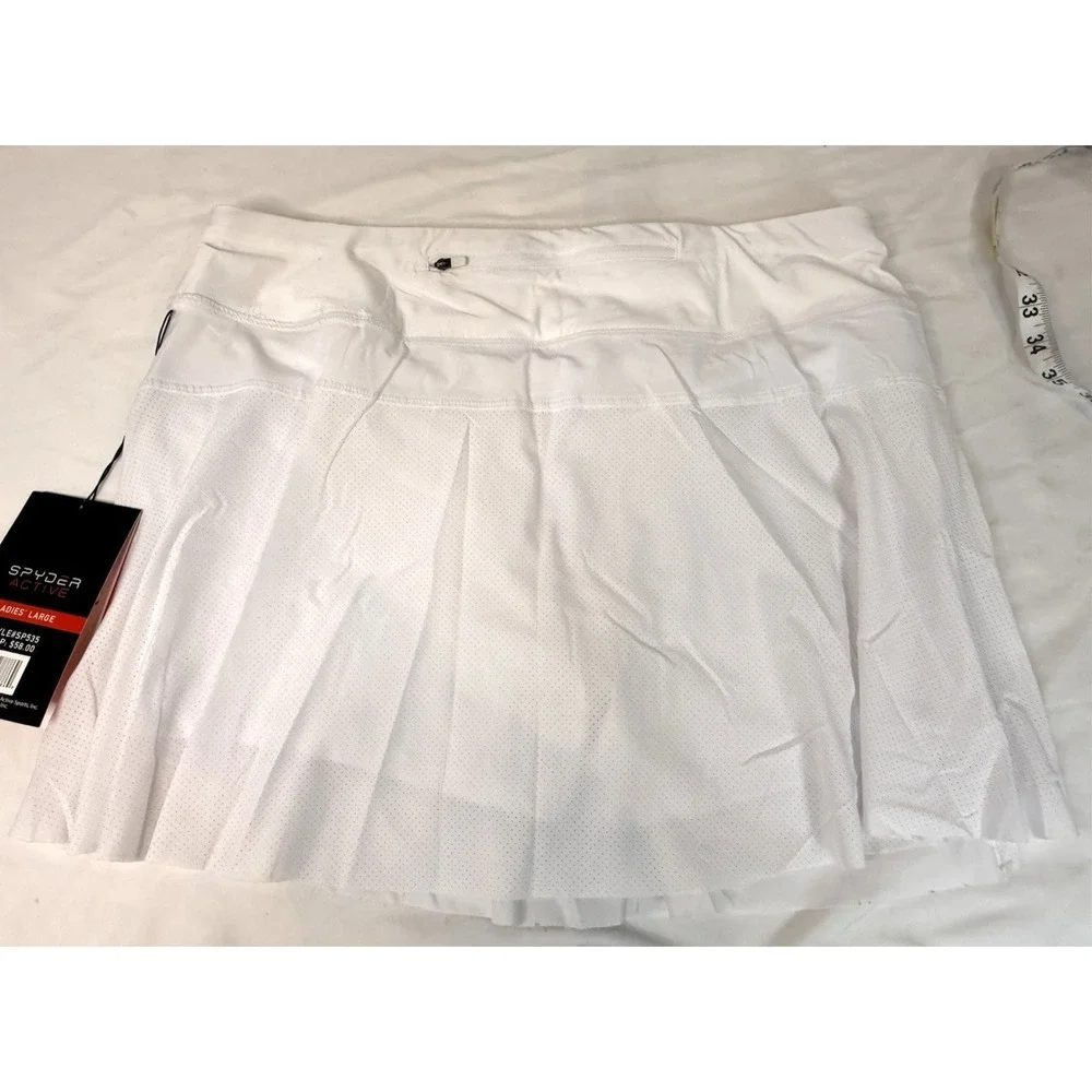 Spyder Active White COOL VENT TENNIS/GOLF SKORT SKIRT w/undershorts size L